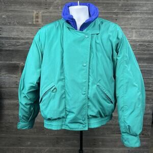Vintage Eddie Bauer Goose Down Jacket XL Colorful Retro 90s Ski Puffer Coat